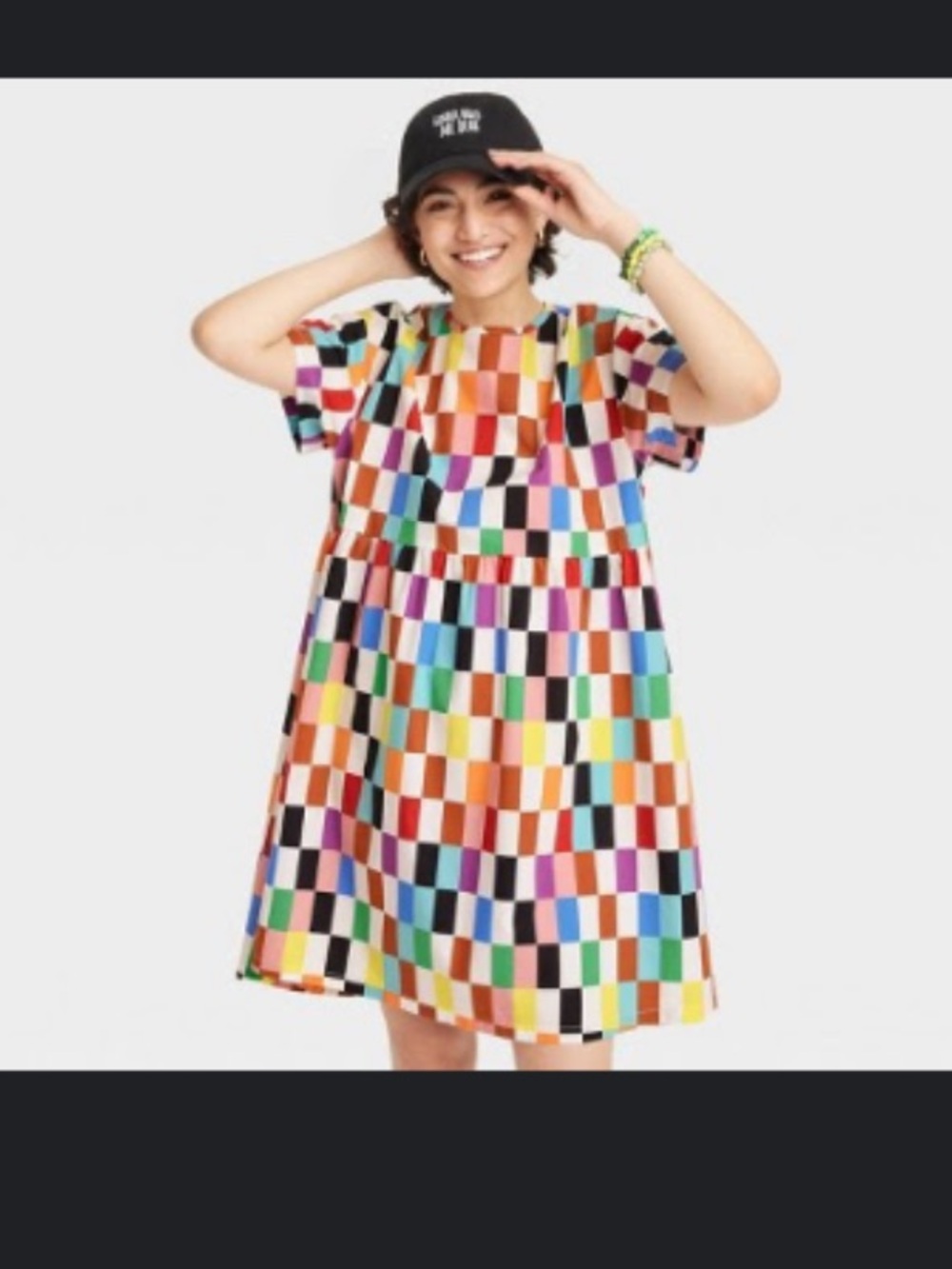 XL Target Pride short sleeved checkered skater dress